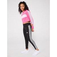 Adidas Sportswear Junior Girls Seasonal Essentials Tiberio 3-Stripes Fleece Leggings Set - Pink