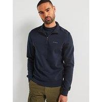 Belstaff Alloy Small Linear Logo 1/4 Zip Sweater - Navy