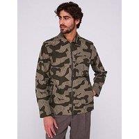 Belstaff Drome Camo Zip Thru Overshirt - Khaki