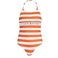 Tommy Hilfiger Girls Stripe Swimsuit - Orange