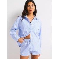 V By Very Diamante Cotton Beach Shirt - Blue
