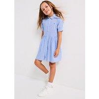 Tommy Hilfiger Girls Striped Short Sleeve Dress - Blue