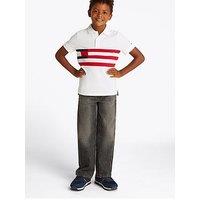 Tommy Hilfiger Boys Flag Colour Block Short Sleeve Polo Shirt - White