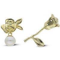 The Love Collection Gold Plated Sterling Silver Mismatched Floral Earrings