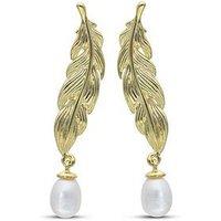 The Love Collection Gold Plated Sterling Silver Leaf Earrings