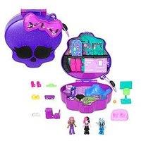 Polly Pocket Monster High Compact With 3 Micro Dolls & 10 Accessories, Opens To High School