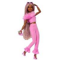 Barbie Deluxe Style Doll #4 In Soft Pink Jumpsuit, Pink And Brown Braided Hair