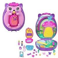 Polly Pocket Hedgehog Mom & Baby Purse Playset With 2 Dolls & 16 Accessories Including Pets