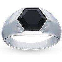 The Love Collection Sterling Silver Black Stone Ring