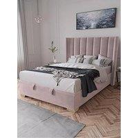 Very Home New Dakota Velvet End Lift Up Storage Ottoman Bed With Mattress Options (Buy & Save!) - Antique Rose - Bed Frame With Microquilt Mattress