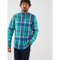 Gant Regular Fit Seersucker Check Print Long Sleeve Shirt - Blue
