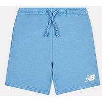 New Balance Junior Boys French Terry Stacked Logo Short - Black
