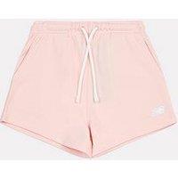 New Balance Junior Girls French Terry Small Logo Short - Light Pink
