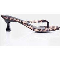 Public Desire Evermore Toe Post Kitten Heel - Leopard