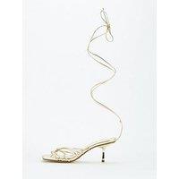 Public Desire Nora Strappy Mid Heel Sandals - Gold