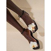 Public Desire Nara Flower Detail Heels - Black