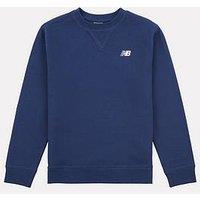 New Balance Junior Boys French Terry Small Logo Crew - Navy