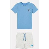 New Balance Kids Sneaker Guy Ringer Tee And Short Set - Sky Blue
