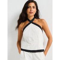 V By Very Halter Contrast Co Ord Top - Black/White