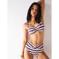 V By Very Ruched Front Printed Bikini Top - Print