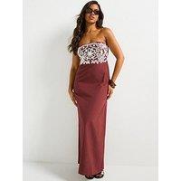 V By Very Embroidered Bandeau Beach Dress - Brown