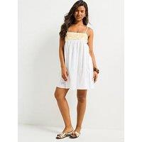 V By Very Shell Detail Strappy Mini Beach Dress - Cream