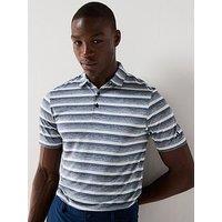 Adidas Mens Golf Two Color Stripe Polo-Navy