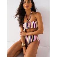 V By Very Beaded Halter Bandeau Bikini Top - Print
