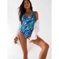 V By Very Leopard Print Halter Swimsuit