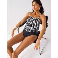 V By Very Blouson Swimsuit - Black/White