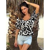 Ax Paris 3/4 Sleeve Top - Multi