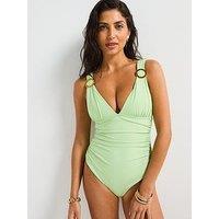 Everyday Shape Enhancing Ring Detail Swimsuit - Green