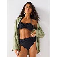 V By Very Ruched Bandeau Detachable Top - Black
