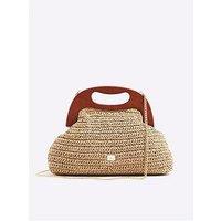 River Island Raffia Frame Clutch - Beige