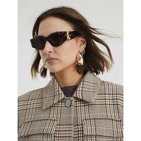 River Island Cateye Slim Chain Temple - Tortoise