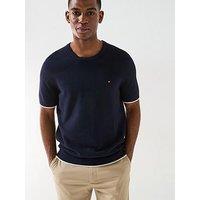 Tommy Hilfiger Tipped Structure Short Sleeve Knitted T-Shirt - Navy