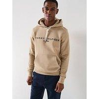 Tommy Hilfiger Regular Fit Linear Chest Logo Hoodie - Natural