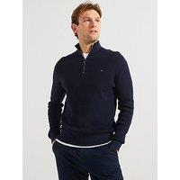 Tommy Hilfiger Racking Structure Zip Mock Knitted Jumper - Navy
