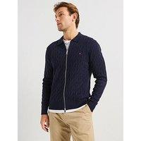 Tommy Hilfiger Classic Cable Zip Through Knitted Jumper - Navy