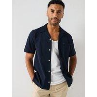 Tommy Hilfiger Knitted Short Sleeve Shirt - Navy - Navy