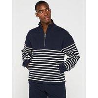 Tommy Hilfiger Placed Stripe 1/4 Zip Sweat Top - Multi