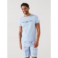 Tommy Hilfiger Regular Fit Linear Chest Logo T-Shirt - Light Blue