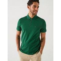 Tommy Hilfiger Regular Fit Mercerised Pique Zip Polo Shirt - Dark Green