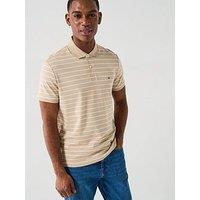 Tommy Hilfiger Regular Fit Liquid Cotton Stripe Polo Shirt - Natural