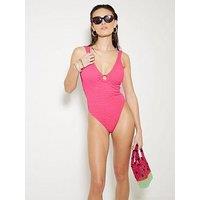 River Island Animal Texture Swimsuit - Bright Pink