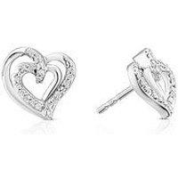 H. Samuel Sterling Silver 0.10Ct Diamond Heart Stud Earrings
