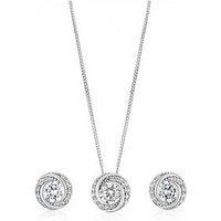 H. Samuel Sterling Silver Cubic Zirconia Swirl Pendant & Stud Earrings Set