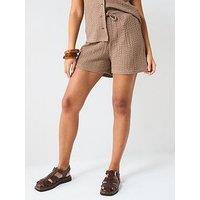 V By Very Textured Short Co Ord - Taupe