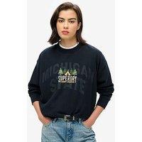 Superdry Travel Souvenir Logo Sweatshirt - Navy