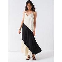 V By Very Woven Mix Panel Dress - Mono